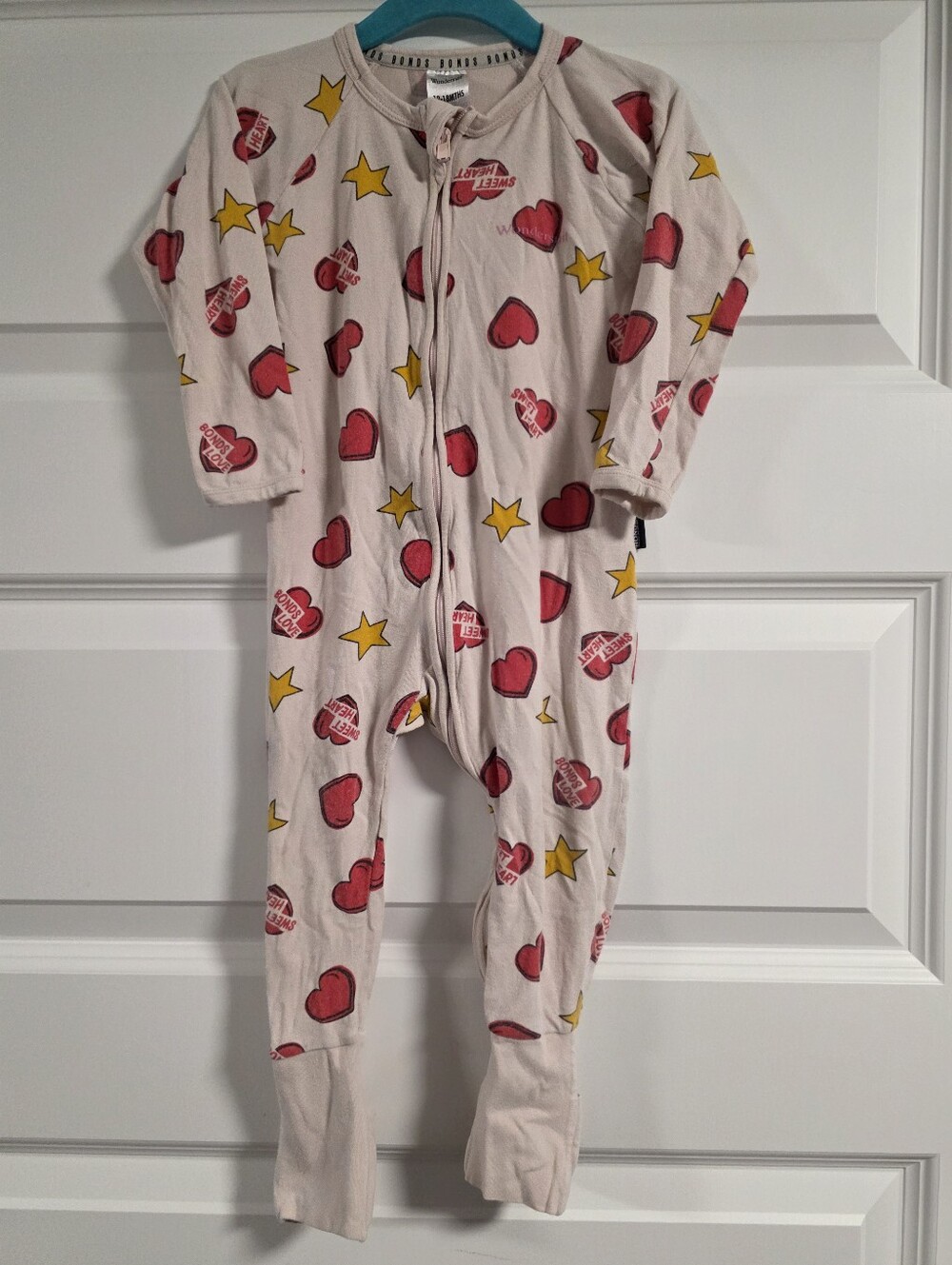 Bonds Pink with Red Hearts Valentine's Day Wondersuit